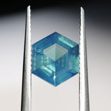 2.08CT MADAGASCAR HEXAGON SAPPHIRE, TEAL BLUE WITH OPALESCENT GLOW, 8.7X6.3X3.8MM