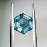 2.08CT MADAGASCAR HEXAGON SAPPHIRE, TEAL BLUE WITH OPALESCENT GLOW, 8.7X6.3X3.8MM