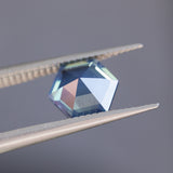 2.08CT MADAGASCAR HEXAGON SAPPHIRE, TEAL BLUE WITH OPALESCENT GLOW, 8.7X6.3X3.8MM