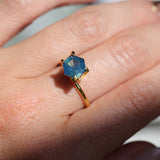 2.08CT MADAGASCAR HEXAGON SAPPHIRE, TEAL BLUE WITH OPALESCENT GLOW, 8.7X6.3X3.8MM
