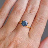 2.08CT MADAGASCAR HEXAGON SAPPHIRE, TEAL BLUE WITH OPALESCENT GLOW, 8.7X6.3X3.8MM