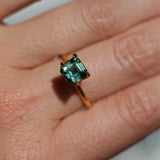 2.16CT MADAGASCAR EMERALD CUT SAPPHIRE, DEEP GREEN WITH SOME YELLOW AND TEAL, 6.9X6.8X4.6MM