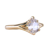 1.18ct Natural Canadian Pear Modern "Antique Cut" Diamond Low Profile Six Prong Split Shank Solitaire in 14k Yellow Gold