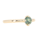 0.74ct Untreated Round Teal Australian Sapphire Low Profile Compass Set 4 Prong Solitaire in 14k Yellow Gold