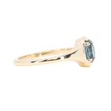 0.96ct Oval Teal Precision Cut Montana Sapphire Low Profile 4 Prong Signet Solitaire in 14k Yellow Gold