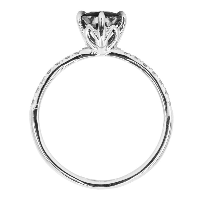Lotus Six Prong Solitaire with French Set Diamonds, Stackable -Setting