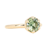 1.94ct Round Precision Cushion Cut Green Montana Sapphire Scallop Cup Solitaire in 14k Yellow Gold