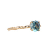 1.13ct Round Precision Blue Montana Sapphire Evergreen Carved 4 Prong Solitaire in 14k Yellow Gold
