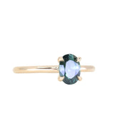 1.08ct Oval Deep Teal Madagascar Sapphire Classic 4 Prong Solitaire in 14k Yellow Gold