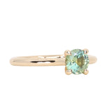 0.78ct Round Seafoam Teal Green Montana Sapphire Four Prong Lotus Solitaire in 14k Yellow Gold