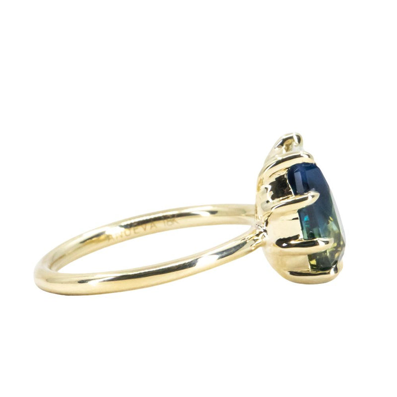 2.47ct Parti Sapphire and 0.49ct Antique Diamond Toi Et Moi Ring in 18k Yellow Gold