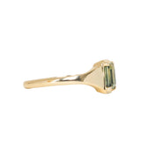 0.71ct Australian Emerald Cut Parti Sapphire Low Profile 4 Prong Signet Solitaire in 14k Yellow Gold
