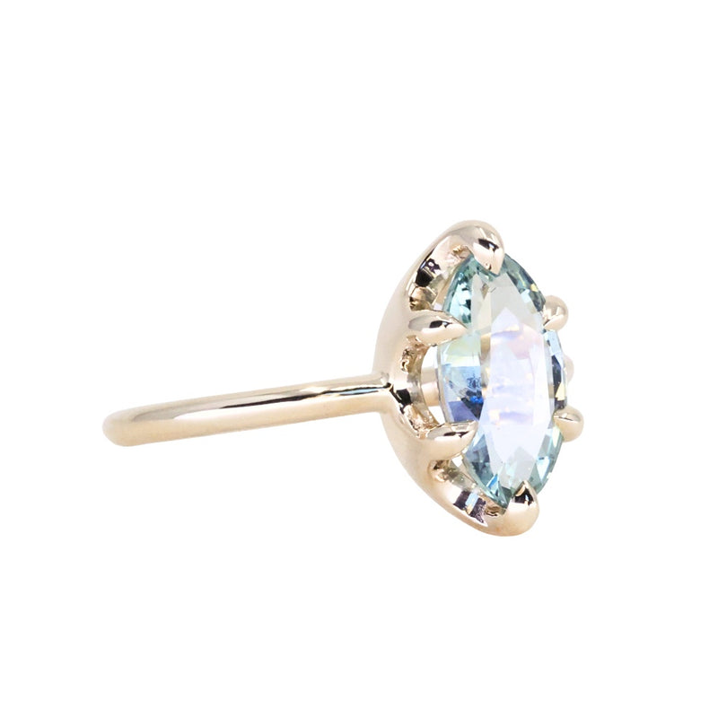 2.07ct Unheated Madagascar Marquise Sapphire Low Profile 6 Prong Solitaire in 14k Yellow Gold