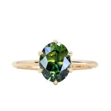 2.12ct Untreated Green Nigerian Oval Sapphire Lotus Solitaire in 14k Yellow Gold