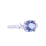 1.32ct Round Sri Lankan Grey Sapphire and Diamond Starry Night Low Profile Solitaire in 14k White Gold