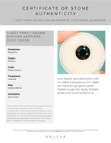 4.40CT FANCY ROUND AFRICAN SAPPHIRE, DEEP GREEN, 9.55X6.35MM