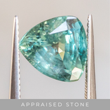 4.66CT TRILLION MONTANA SAPPHIRE, SILKY TEAL GREEN, 10.47X9.68X5.81MM, UNHEATED - APPRAISED STONE