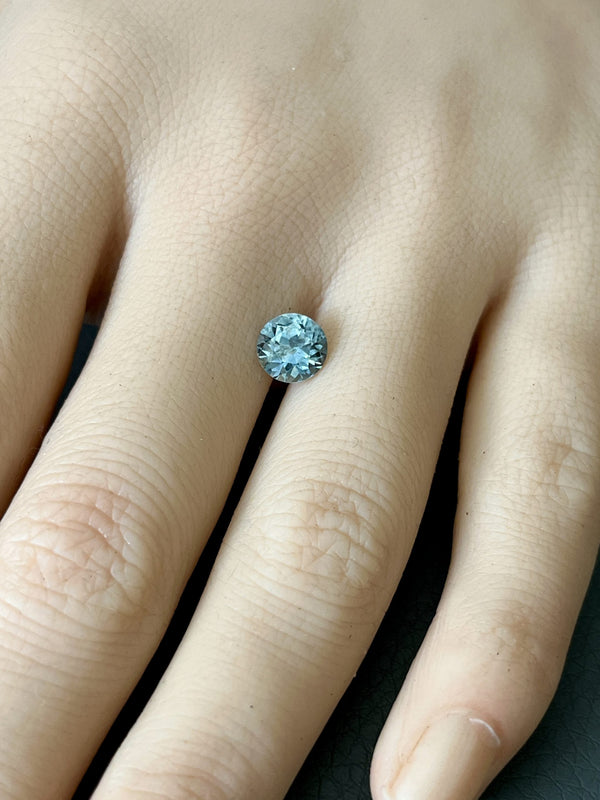 1.52CT ROUND PRECISION CUT MONTANA SAPPHIRE, TEAL BLUE GREEN, 6.82X4.53MM