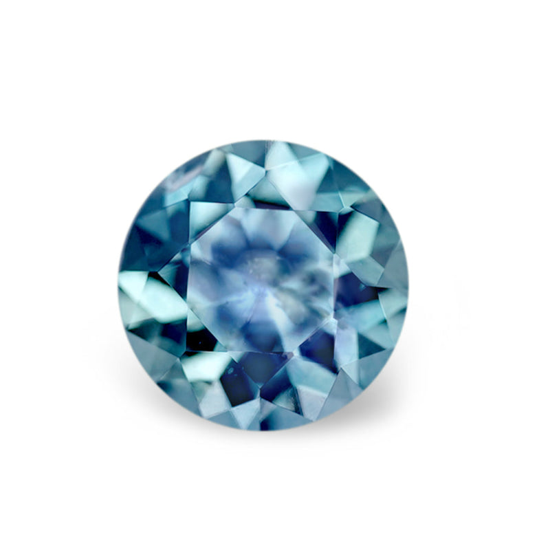 1.52CT ROUND PRECISION CUT MONTANA SAPPHIRE, TEAL BLUE GREEN, 6.82X4.53MM