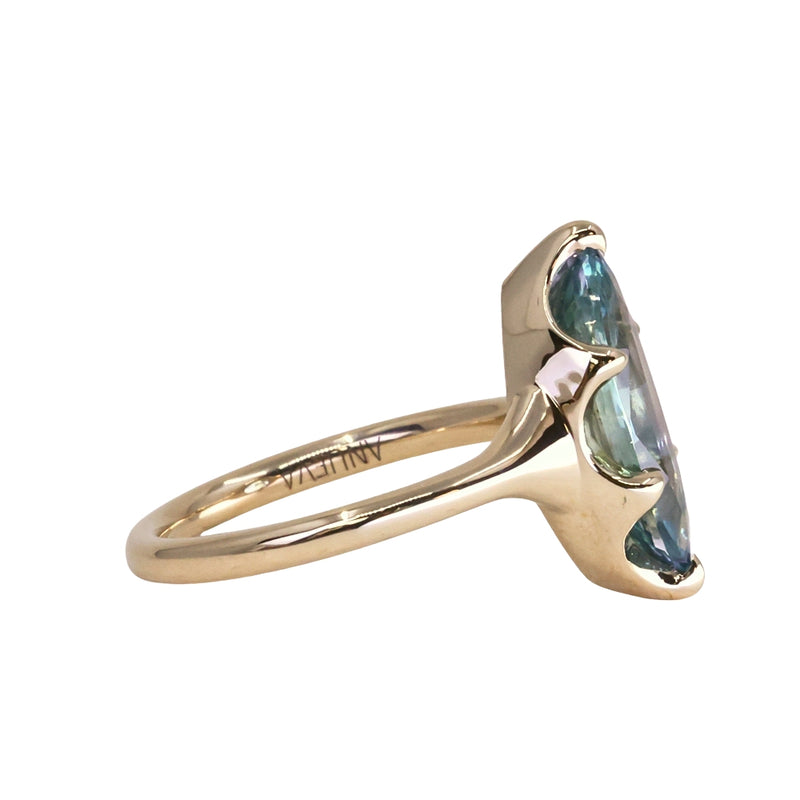 3.16ct Unheated Madagascar Marquise Sapphire Low Profile 6 Prong Solitaire in 14k Yellow Gold