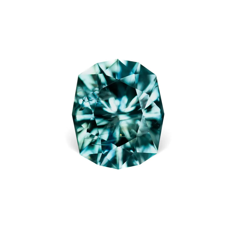 1.94CT FANCY ELONGATED CUSHION PRECISION CUT MONTANA SAPPHIRE, TEAL, 8X6.6MM