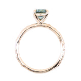 1.58ct Oval Untreated Light Blue Montana Sapphire Evergreen Carved 4 Prong Solitaire in 14k Yellow Gold