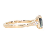 1.88ct Radiant Cut Parti Madagascar Sapphire and Diamond Vintage Cathedral Double Prong Ring in 14k Yellow Gold