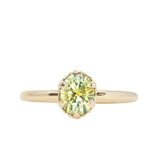 1.27ct Bright Yellow Green Precision Cut Montana Sapphire Scallop Cup Solitaire in 14k Yellow Gold