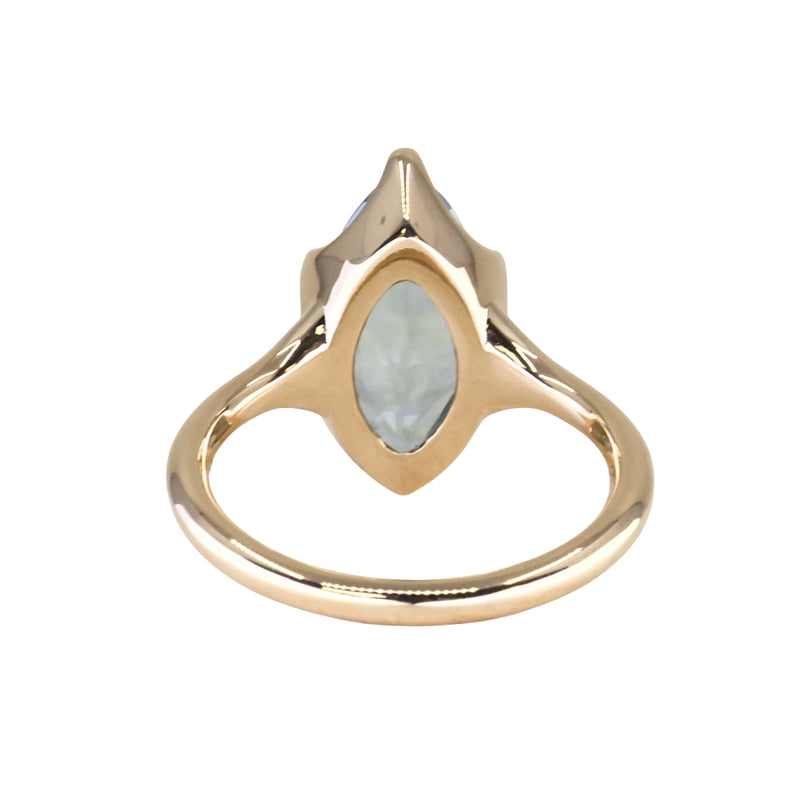 3.16ct Unheated Madagascar Marquise Sapphire Low Profile 6 Prong Solitaire in 14k Yellow Gold