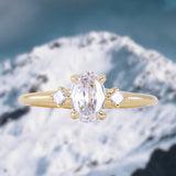 1.01ct GIA Natural Oval Diamond and Princess Cut Diamond Rapids Low Profile Ring in 18k Yellow Gold