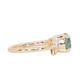 2.38ct Untreated Sky Blue Montana Sapphire in Wandering Vine Low Profile Four Prong Setting with Natural Diamonds in 14k Yellow Gold- Appraised Stone