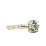 1.65ct Oval Light Green Precision Cut Montana Sapphire Evergreen Carved 4 Prong Solitaire in 14k Yellow Gold