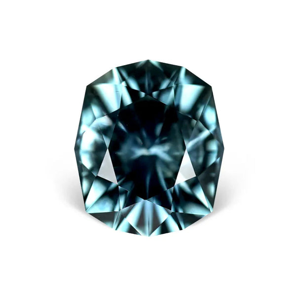 1.27CT FANCY CUSHION PRECISION CUT MONTANA SAPPHIRE, BLUE WITH TEAL, 6.9X5.8MM