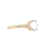 1.01ct GIA Natural Oval Diamond and Princess Cut Diamond Rapids Low Profile Ring in 18k Yellow Gold