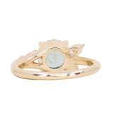 2.38ct Untreated Sky Blue Montana Sapphire in Wandering Vine Low Profile Four Prong Setting with Natural Diamonds in 14k Yellow Gold- Appraised Stone