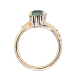 2.38ct Untreated Sky Blue Montana Sapphire in Wandering Vine Low Profile Four Prong Setting with Natural Diamonds in 14k Yellow Gold- Appraised Stone
