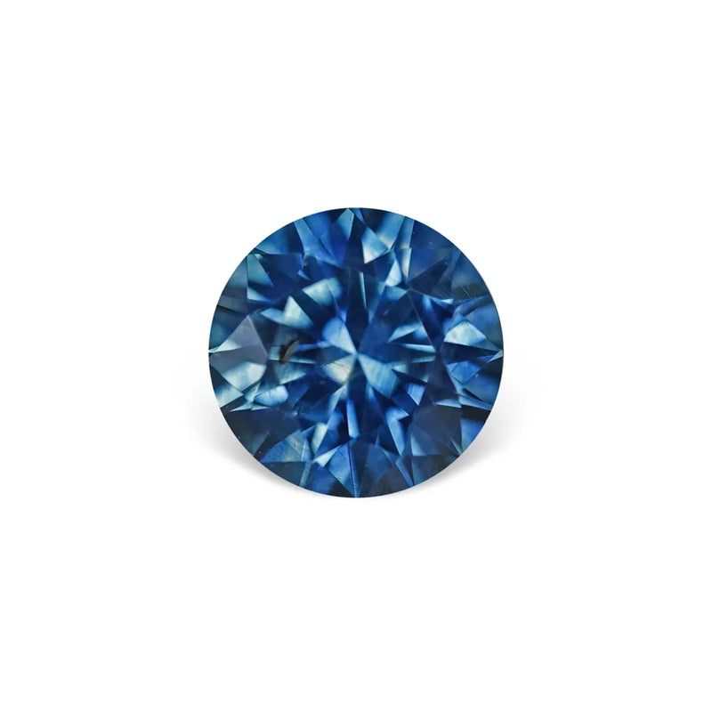 1.36CT ROUND PRECISION CUT MONTANA SAPPHIRE, BLUE GREEN, 6.5MM