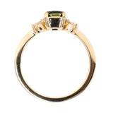 0.99ct Untreated Emerald Cut Blue Parti Sapphire and Lab Grown Diamond Cluster Ring in 14k Yellow Gold