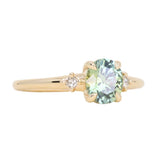 1.27ct Oval Brilliant Light Parti Montana Sapphire and Princess Cut Diamond Rapids Low Profile Ring in 14k Yellow Gold