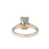 2.0ct Emerald Cut Green Tourmaline and Diamond Vintage Cathedral Double Prong Ring in 14k Yellow Gold