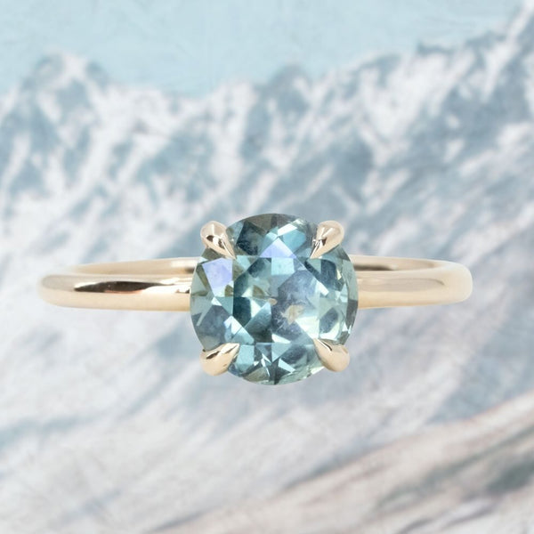 1.93ct Untreated and Earthy Montana Sapphire Classic 4 Prong Solitaire in 14k Yellow Gold