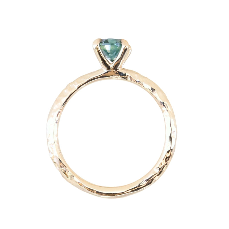 0.80ct Oval Precision Cut Blue Montana Sapphire Evergreen Carved 4 Prong Solitaire in 14k Yellow Gold