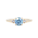 1.27ct Round Montana Sapphire and Princess Cut Diamond Rapids Low Profile Ring in 14k Yellow Gold