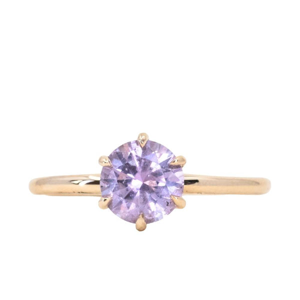 1.29ct Round Lilac Montana Sapphire Lotus Solitaire in 14k Yellow Gold