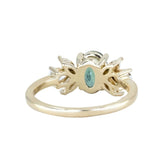 1.73ct Untreated Oval Seafoam Teal Sapphire and Lab Grown Marquise Diamond Cluster Ring in 14k Yellow Gold