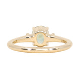 1.27ct Oval Brilliant Light Parti Montana Sapphire and Princess Cut Diamond Rapids Low Profile Ring in 14k Yellow Gold