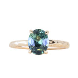 1.74ct Oval Untreated Blue Madagascar Sapphire Four Prong Evergreen Solitaire in 14k Yellow Gold