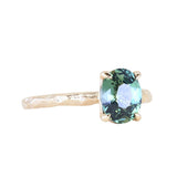 1.74ct Oval Untreated Blue Madagascar Sapphire Four Prong Evergreen Solitaire in 14k Yellow Gold