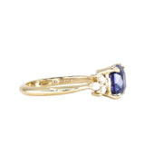 2.73ct Cushion Cut Moyo Sapphire and Marquise Diamond Cluster Ring in 18k Yellow Gold