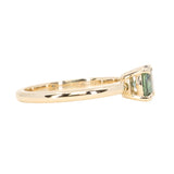 0.98ct Round Madagascar Teal Sapphire Low Profile 4 Prong Solitaire in 14k Yellow Gold